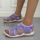 Breakj New Roman Slope Heel Sandals Round Head Magic Stick Retro Fashion Large-Size Beach Solid Sandals