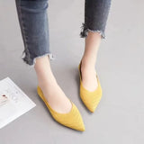 Pointed Toe Ballet Flats Women Spring Autumn Low Slip on Comfortable Mules Soft Mesh Flat Knitted Dress Shoes Ladies