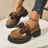 Breakj Bow Lefor Shoes Women 2025 Korean Version Of Thick Soles With Lazy British Style Retro Leather