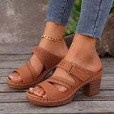 Breakj New Summer Slope And Fish Mouth Slippers Women's Casual Large-Size Coarse And Slippers With Solid