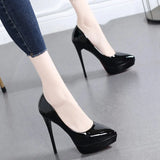 Breakj Luxury High Heels Women's Fine Heel Pointed Women's Shoes Sexy 12CM Single Shoes Black White Red Shoes Are Not