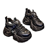 Breakj Dad Shoes Women's Net Face 2025 Spring And Autumn New Loose Cake Small White Shoes Women Thick Soles Inside The Height Of Women's Shoes