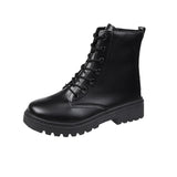 Boots And Women's Shoes British Style Short Boots 2023 New Korean Version Round Head Lace-Up Short Boots Flat-Soled Square Root Single