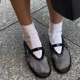 Mesh Hollow Sandals Women Flats Shallow 2024 New Beach Shoes Comfort Retro Female Flat