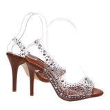 Breakj Water Drill High-Heeled Toe Sandals Women's Pointed After The Sharp Head With Crystal Fish Mouth Fashion