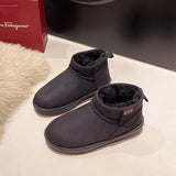 And Winter New Thick-Soled Snow Boots With Plush And Thickened Fashion Warm Cotton Shoes Middle Sleeve Shoes With Pure Color Women's Cotton