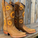 Women's Embroidered Boots Printed Glitter Western Cowgirl Boots Retro Toe Mid Calf Chunky Heel Boots Roman Style Botas