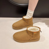 And Winter New Thick-Soled Snow Boots With Plush And Thickened Fashion Warm Cotton Shoes Middle Sleeve Shoes With Pure Color Women's Cotton