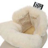 Leather Waterproof Snow Boots for Women 2023 Winter Non Slip Thick Plush Ankle Boots Woman Soft Sole Warm Cotton Padded