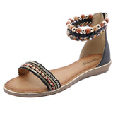 Size Low Sandals Woman Leather Suit Female Beige Summer Heels Clogs Wedge Shoes Lady 2021Big Low-heeled