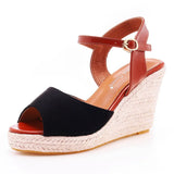 Breakj Fashion Mary Treasure Fish Mouth Slope Sandals Round Head Waterproof Table Rope Heel Sandals