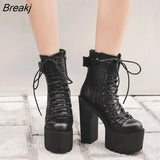 Size 43 INS Hot Sale Women's Boots 2023 Solid High Heel Ankle Boots Platform Quality Fashion Punk Goth Women Shoes