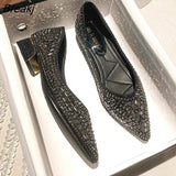 Rhinestone Ladies Shoes Sexy Red Sole Women's Autumn 2023 Full Drill Flat Shoes Large Size 43 Female Ballet Flat