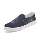 Summer Men Shoes Breathable Slip-on Cut-out Denim Casual Canvas Shoes Flat Heels
