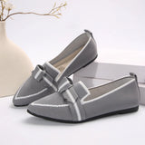 Women's Knitted Slip on Flats Breathable Comfortable Solid Color Walking Shoes Casual Pointed Toe Walking Sneakers