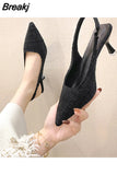 New Fashion Stiletto Slingback Sandals Pointed Toe Slip-on Muller Shoes Ladies Elegant Shallow Mouth Night High