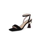 Summer Women Shoes Concise Square Toe Thin Heel Women Sandals Solid Colors High Heel Party Shoes for