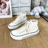 Women's Canvas Shoes 2024 Spring Lace Up Round Toe Causal Flat Shoes Student Sneakers Girls Skateboard Vulcanized Tennis