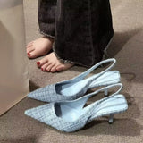 Breakj 2025 Summer New One-Word Buckle With High-Heeled Sandals Korean Tip Fine Heel Single Shoe