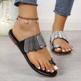 Breakj Large-Size Sleeve Toe Drill Flat-Soled Sandals Women Flat And Light Beach Cool