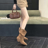 Breakj 2025 New Velvet Head Thick And Short Boots In The Boots High Heap Pile Of Western Cowboy