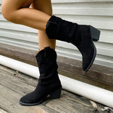 Breakj Retro Brown V-Mouth Pile In The Boots Women's Shoes 2025 Autumn And Winter Pointed Western Cowboy