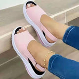 Breakj Women's Shoes Large Summer New Thick-Soled Simple Women's Single Shoes Magic Stick Casual Fish Mouth Sandals