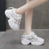 Breakj Shoes Women's Thick Back Retro 2025 Spring To Increase The Old Dad Shoes Small Net Mesh Casual Shoes