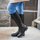 Winter New Round Head Side Zipper Knight Boots With High Heels And Women's Large Solid Color