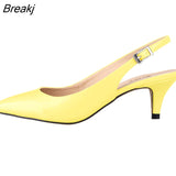 5cm Low Heels Casual Back Empty Buckle Red Wedding Daily all-match Sandal Shoes Pointed High Large Size