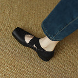 Pig Nose Shoes Female Spring 2024 New Inside And Outside Full Leather Retro Wind Ballet Shoes