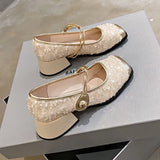 Breakj Jane French Fragrant High Heels 2025 Spring New Lequin Evening Wind Single Shoes Fashion Leather