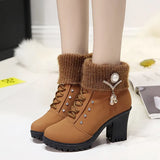 Breakj The Fall Of 2025, The New Women's Boots Water Drilled Wool Mouth High Heel And Large-Size Fashion Shoes