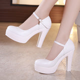 Head 12CM Super High Heels Single Shoes Thick Heels Model Cheongsam Walking Show Shoes Large Size 43 Small Size 32 Professional Working