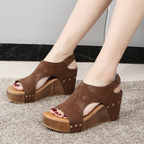 Breakj Spring And Summer New Rivet Slope And Fish Mouth Sandals Women Large Size Waterproof Table Hollow Thick-Soled Women