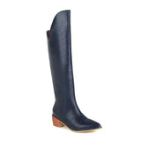 autumn and winter women's European and American fashion snake-effect leather long thick-heeled large size women's