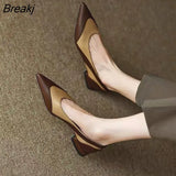 Arrival 2023 Spring Autumn Women Pumps Soild Low Heels Pu Leather Sandals Shallow Pointed Toe Designer Dress Party