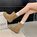 Breakj Short Barrel Boken Boots Comfortable Flat Bottom Short Boots Round Head Martin Boots 2025 Autumn And Winter New Set Casual Women