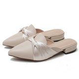 Slippers Fashion Mules French Elegant Bowknot Design 2021 Low Heel Slip on Leisure Ladies Office Shoes Beige External