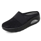 Size Mesh Slippers Women's Shoes Summer Semi-Slippers Air Cushion Leisure Sports Shoes Fly-Woven Mesh Breathable Women's