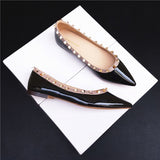 Breakj Temperament Small Fragrant Evening Wind Tip Single Shoes Women Shallow Mouth 2025 New Spring And Autumn Flat Bottom Shoes Rivet