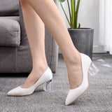 Breakj Square Transparent Heel Pointed Shoes Dance Party Bridal Dress Shoes Silk Silk Dress Dress Long Dress