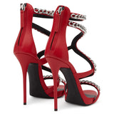 Red, White, Black High-Heeled Sandals, Bags, Chains, Sexy High-Heeled Shoes,