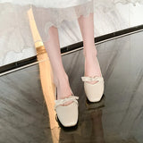 Shoes Women 2024 New Women's Shoes Spring And Autumn British Square Head Shallow Mouth Flat Shoes Women's Casual Set Foot Bean Shoes