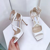 Breakj Hair 2025 Summer New Fairy Wind With Purple Silk Satin Jimmy High Heels Fine Square