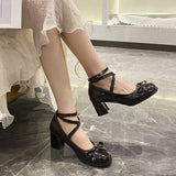 Breakj New Spring And Autumn Cross-Tie Mary Jane Small Leather Shoes British Wind High Bow Bow Girl Student Single