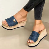 Wedges Slippers Platform High Heels Women Slipper Ladies Outside Shoes Basic Clog Wedge Slipper Flip Flop