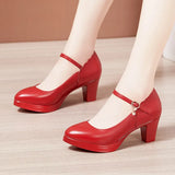Catwalk High Heels Women's Cheongsam T Show Leather Size Waterproof Table Thick Heel Leather Pointed Single