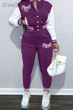 Pink Printed Baseball Coat Pants Two Piece Sets Spring Fall Outfits Womens Track Suits Casual Fashion Streetwear