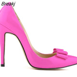Women Pumps Fashion Sweet Bow Sexy 11cm Pointed Toe High Heels Patent Leather Stiletto Party Dress Wedding